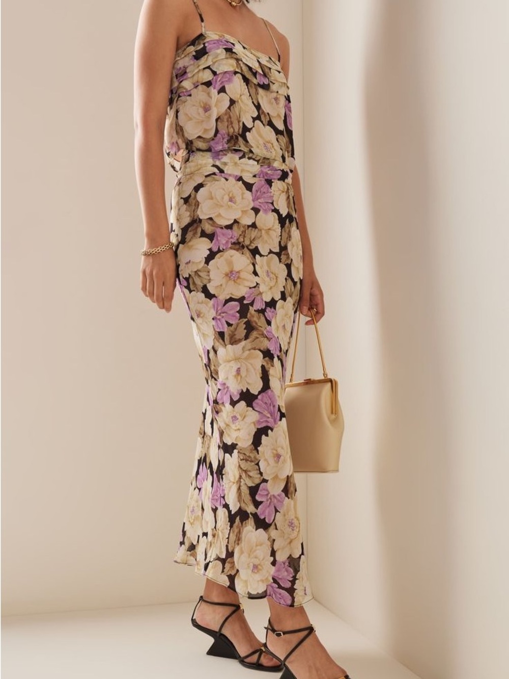Posse Emmett Floral Slip Skirt Set with Cream & Lavender Blooms